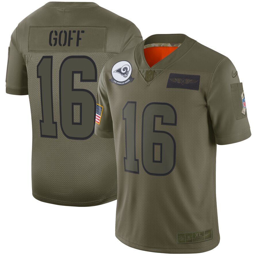 Men's Los Angeles Rams #16 Jared Goff 2019 Camo Salute To Service Limited Stitched NFL Jersey